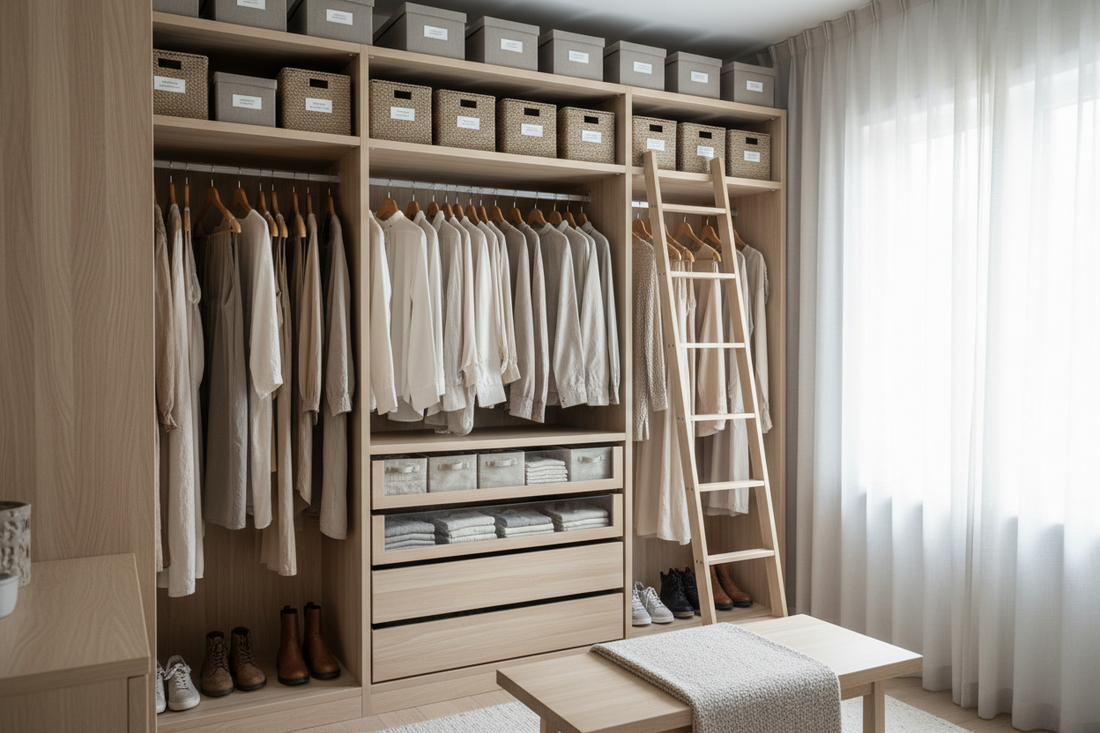 Small closet organization ideas with drawer organizers, storage boxes, and minimalist Nordic solutions