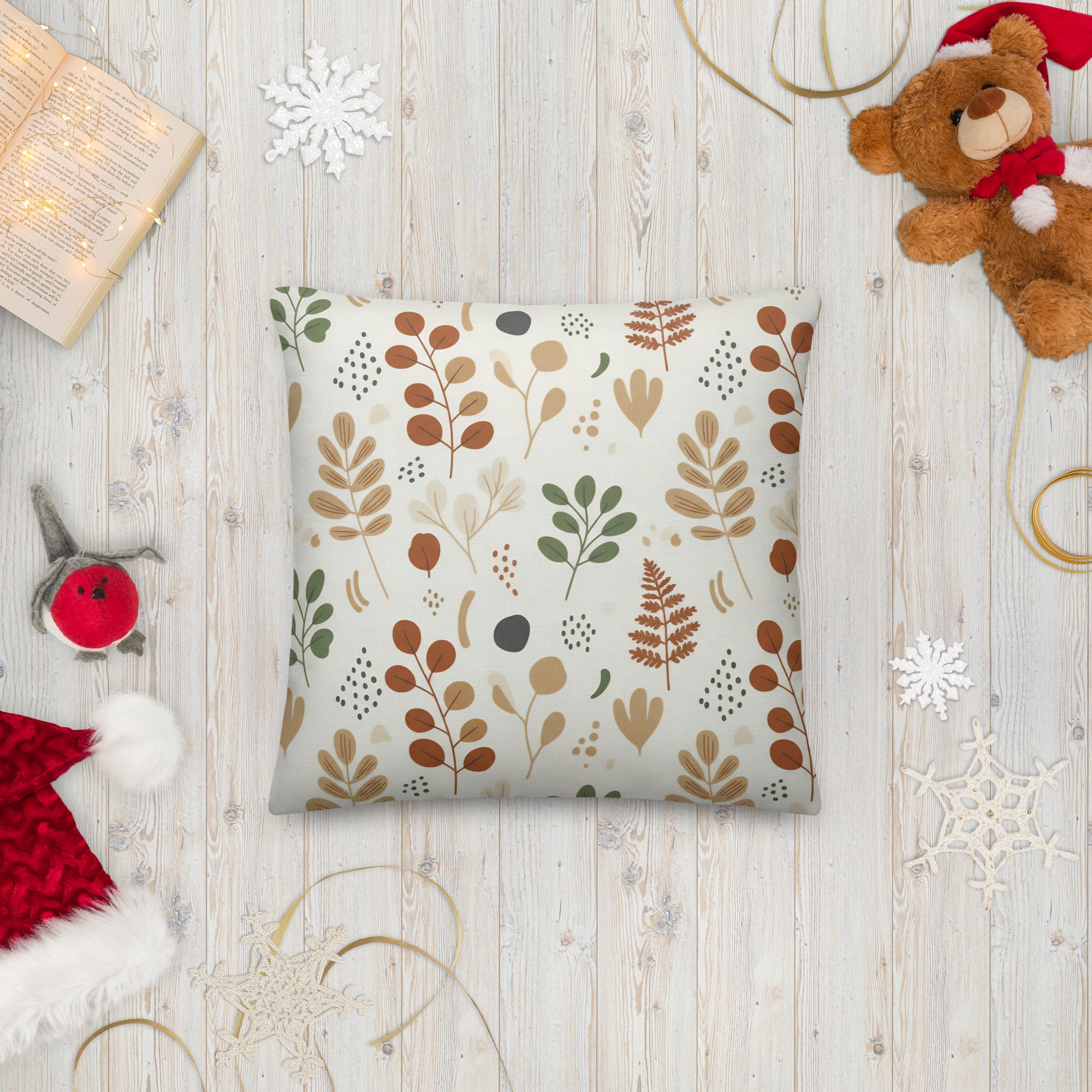 Premium quality Nordic pillow with eucalyptus design creating serene Scandinavian atmosphere in contemporary home