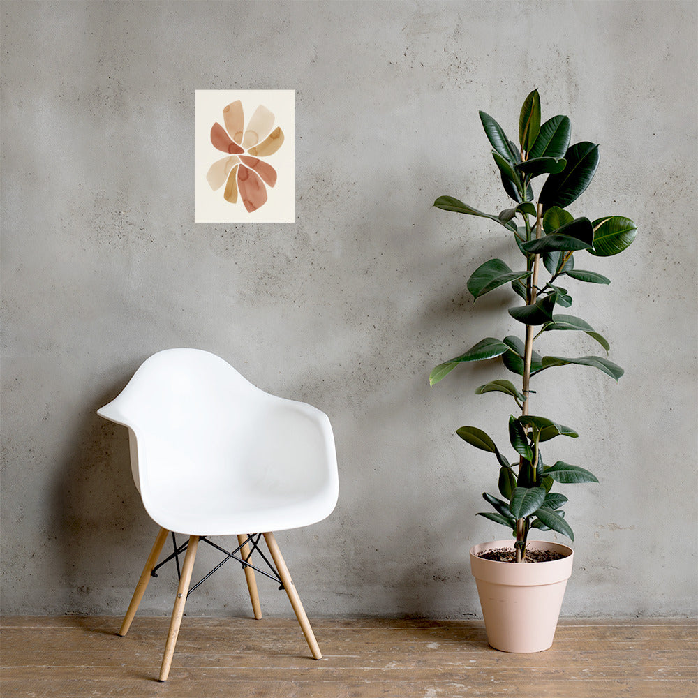 Abstract floral wall art print in contemporary Scandinavian home