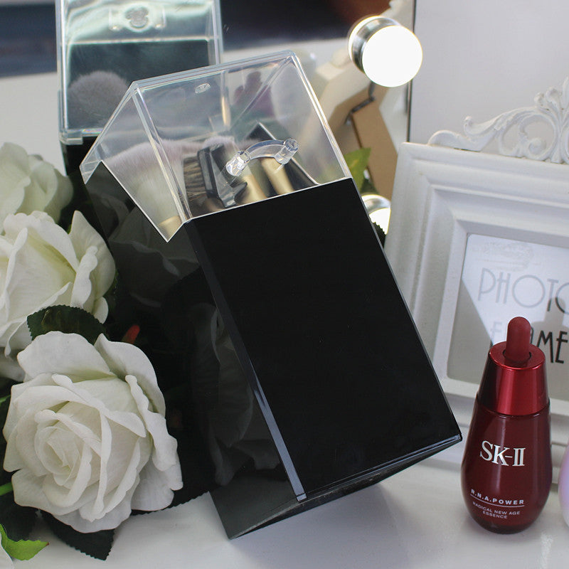 Front view of black Boutique Brush Holder for makeup brushes