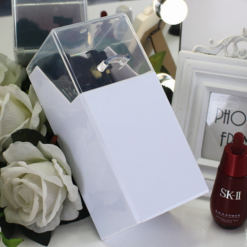 Front view of white Boutique Brush Holder for makeup brushes
