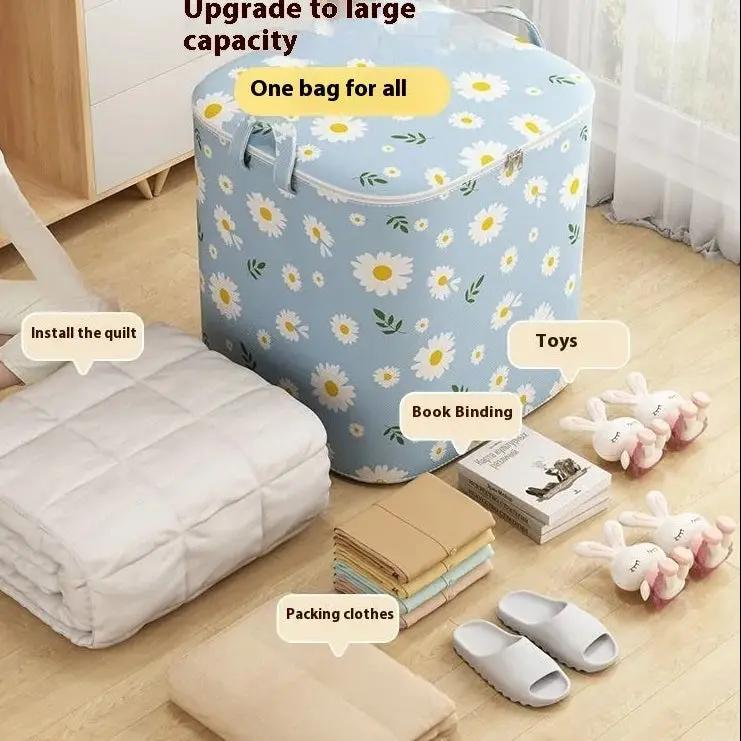 large capacity foldable clothes & quilt storage bag with lid