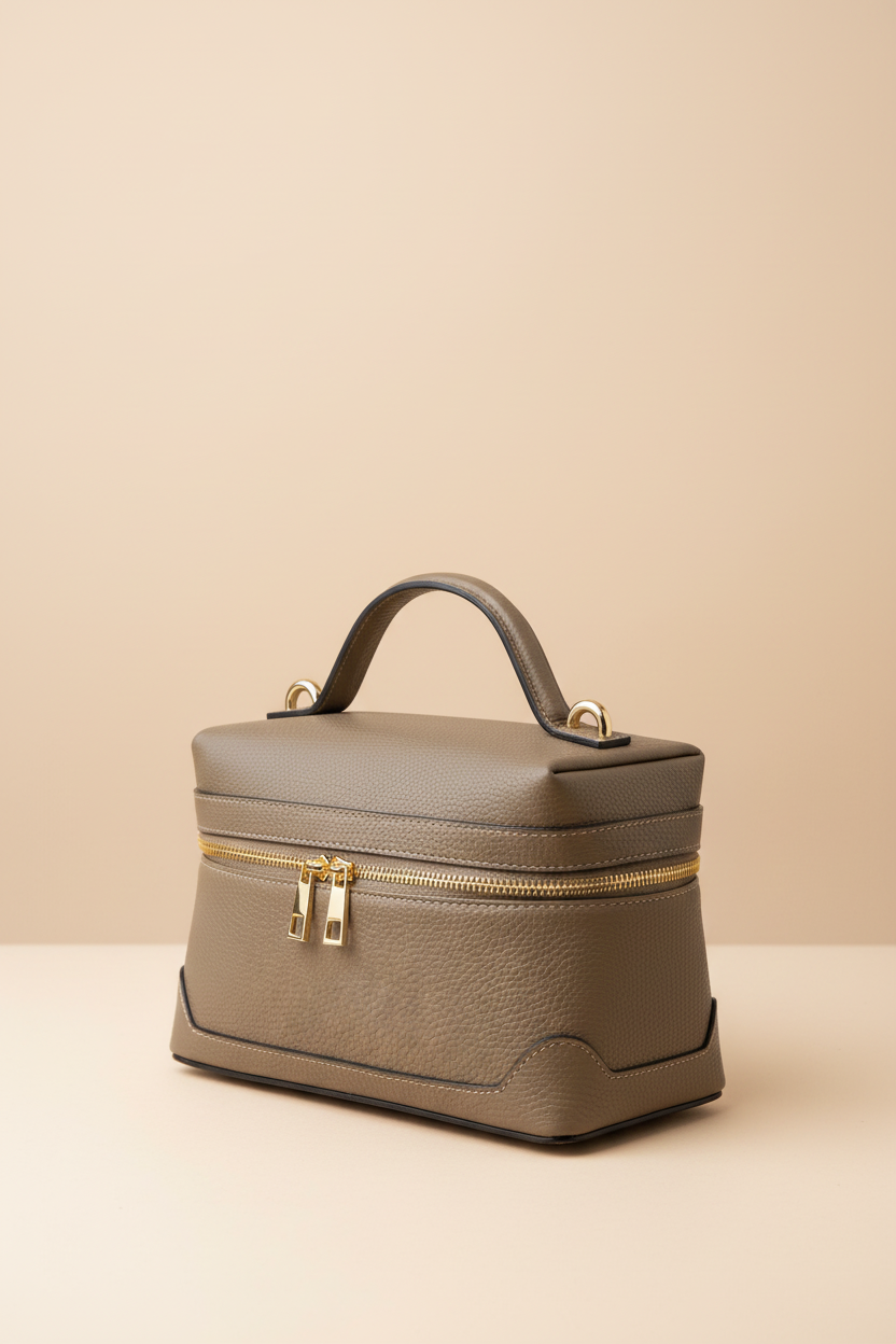 Sac Oslo en cuir véritable taupe Made in Italy - coloris neutre élégant sans bandoulière montrant le design minimaliste