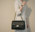sac à main matelassé cuir véritable Stockholm noir - design élégant Made in Italy porté main