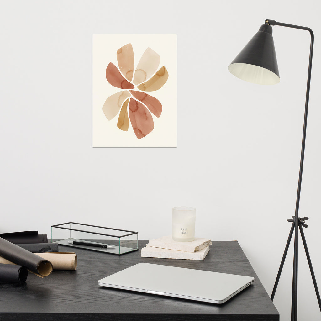 Scandinavian minimalist art print with organic watercolor shapes
