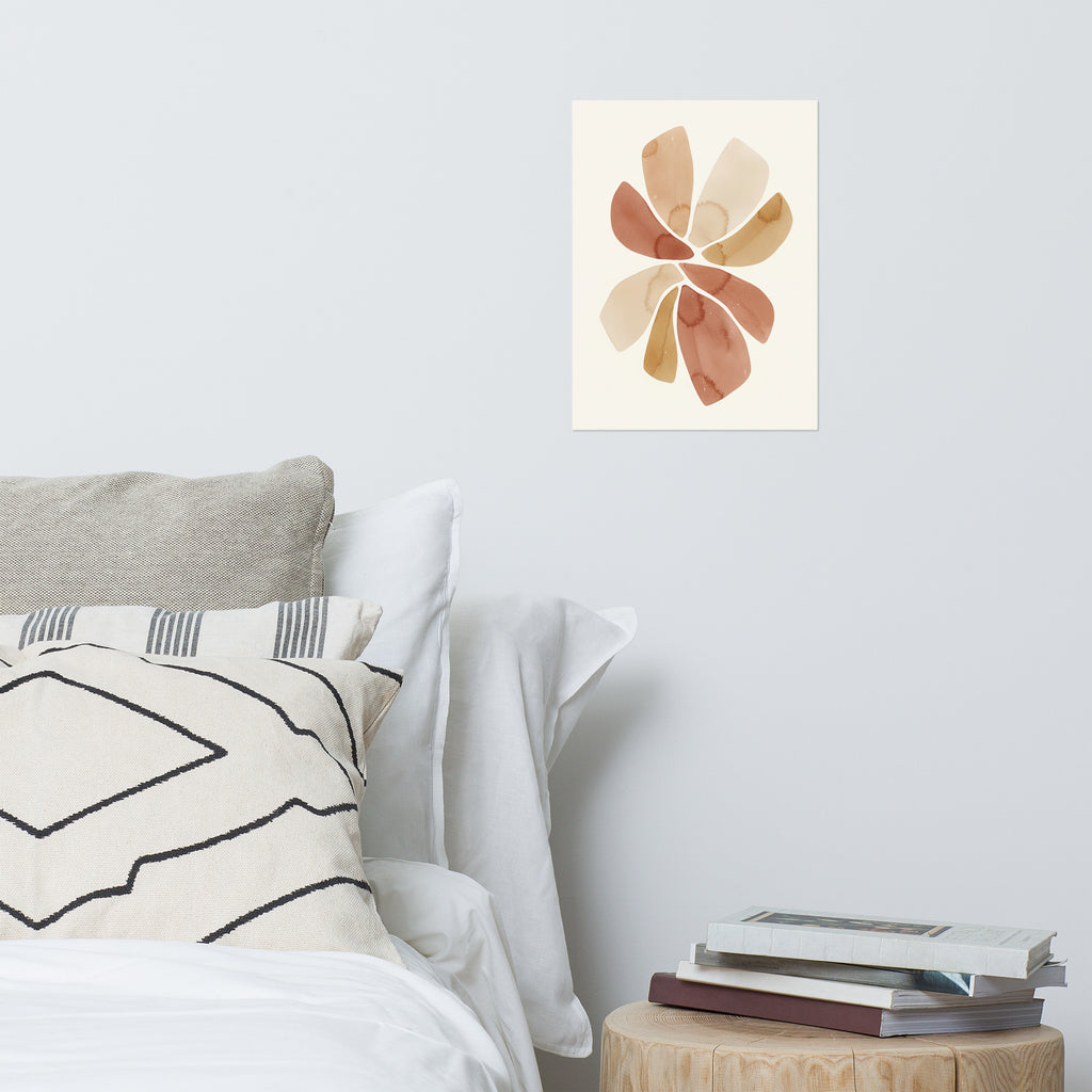 Watercolor floral poster on matte paper - front view detail