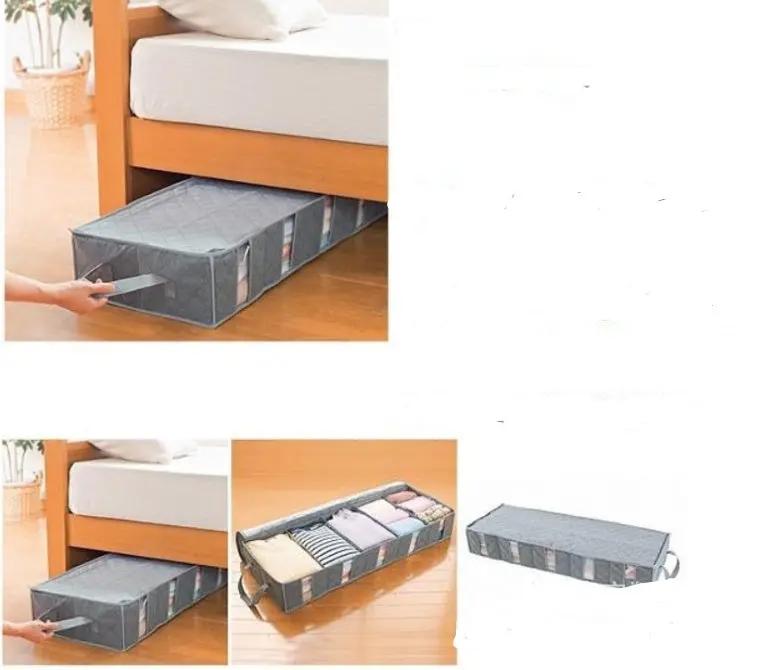 Bamboo charcoal underbed storage bag placed under bed for space-saving