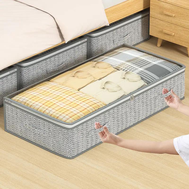 Bed bottom storage bag placed under bed for space-saving
