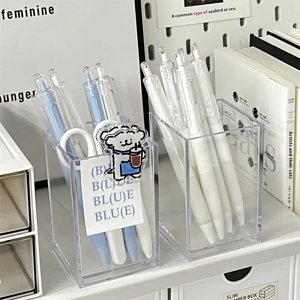 Clear acrylic makeup brush & pen storage cup front view