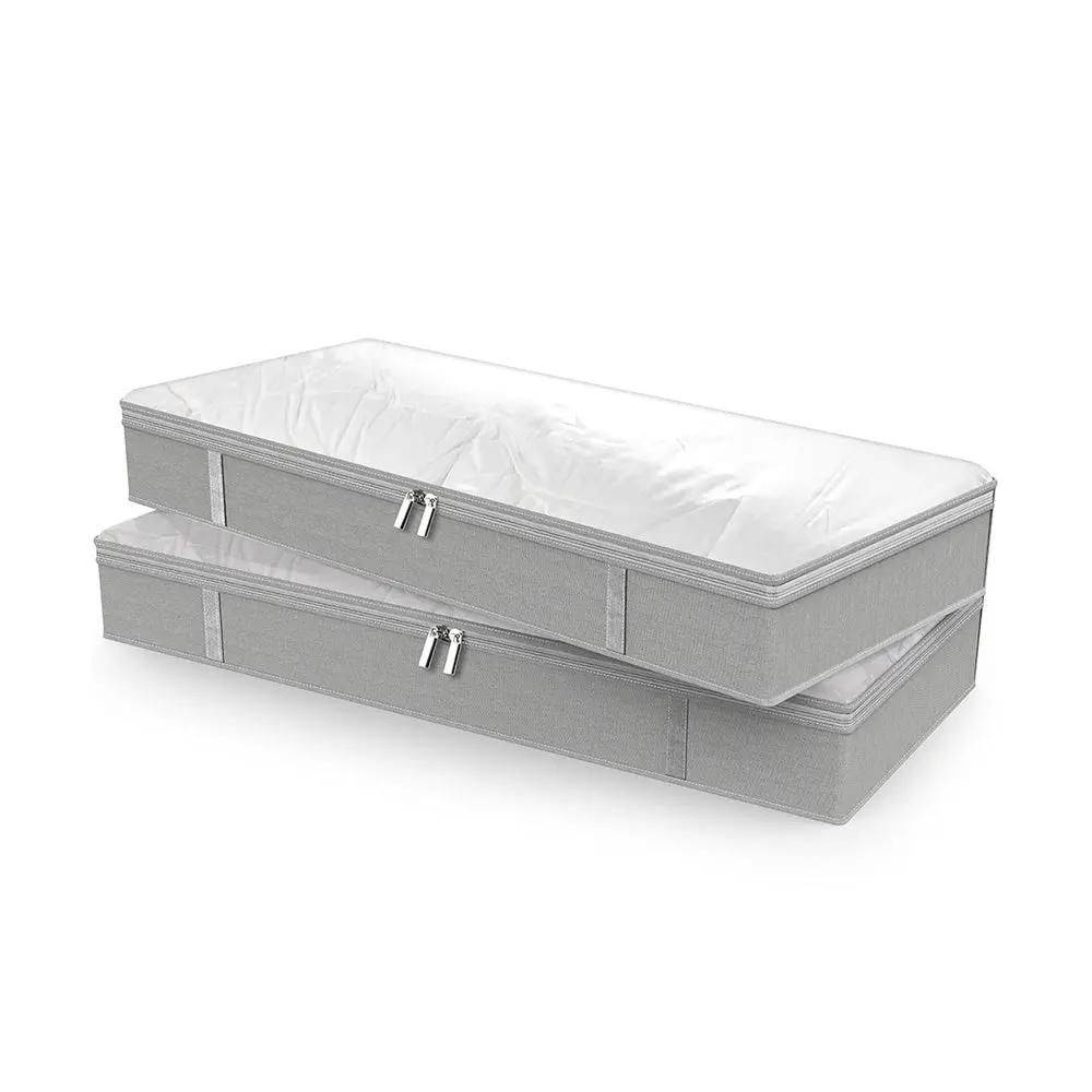 Underbed storage organizer box placed under bed for space-saving